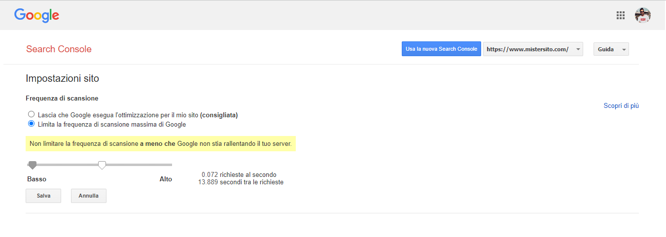 Come ridurre la frequenza dei crawler di Google