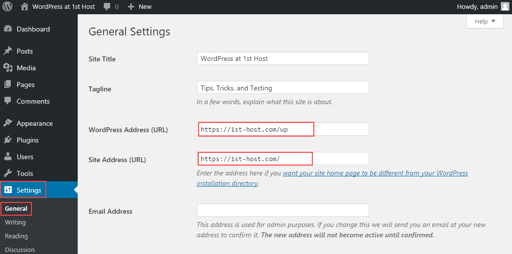 Ripristinare URL WordPress e URL sito in caso di errore