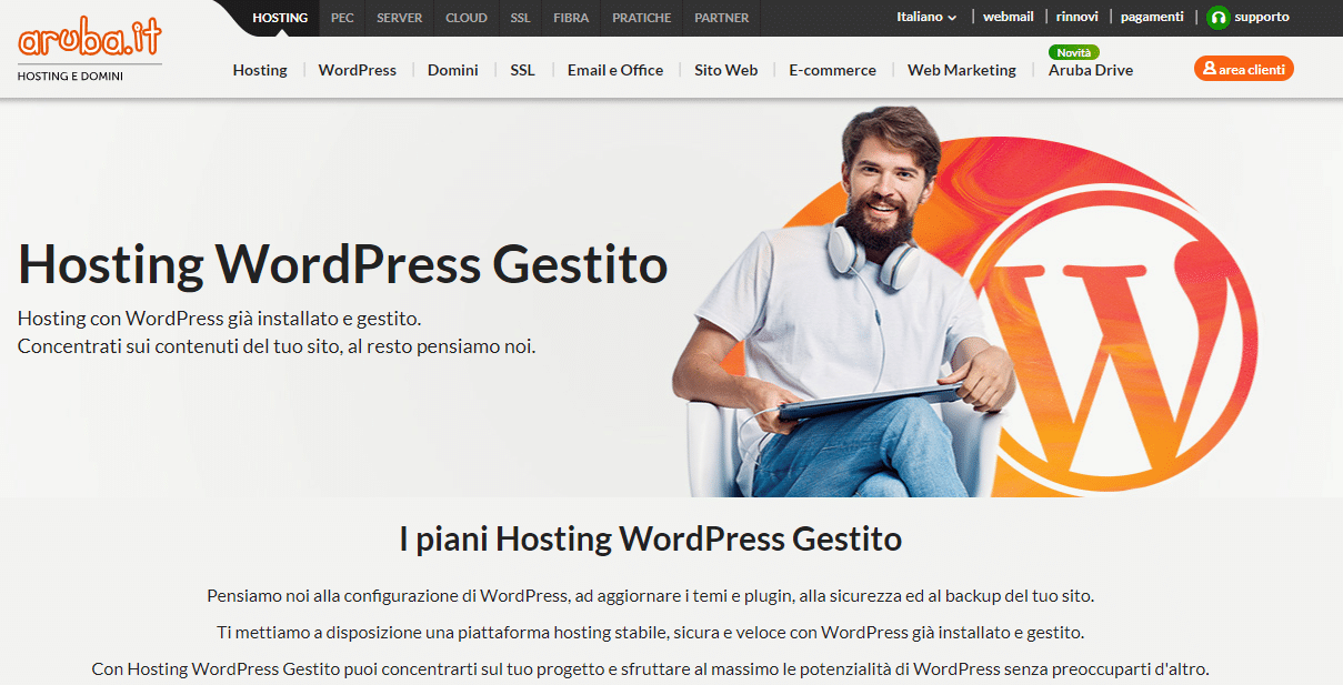 Web Hosting Gestito per WordPress di Aruba.it